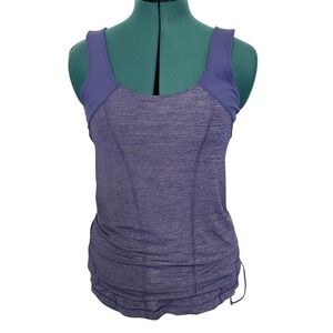 Lululemon Tank Top Womens Size 6 Purple Scoop Neck Built In Bra‎ Drawstring Gym